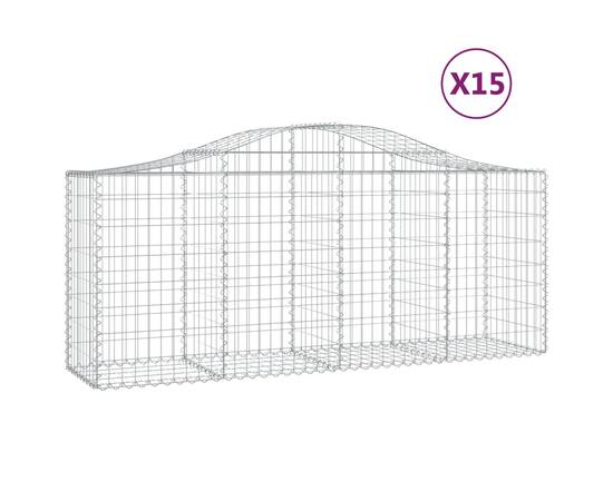 Coșuri gabion arcuite 15 buc, 200x50x80/100 cm, fier galvanizat, 2 image