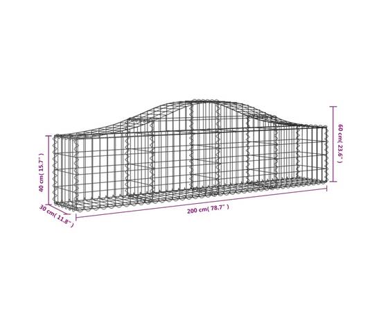 Coșuri gabion arcuite 2 buc, 200x30x40/60 cm, fier galvanizat, 6 image