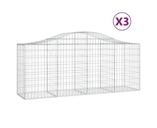 Coșuri gabion arcuite 3 buc, 200x50x80/100 cm, fier galvanizat, 2 image