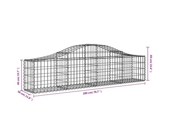 Coșuri gabion arcuite 5 buc, 200x30x40/60 cm, fier galvanizat, 6 image