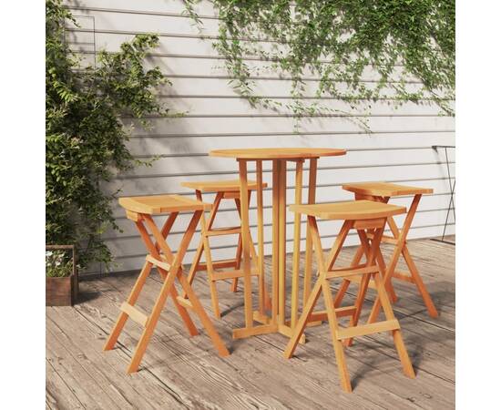 Set mobilier de bar pliabil, 5 piese, lemn masiv de tec