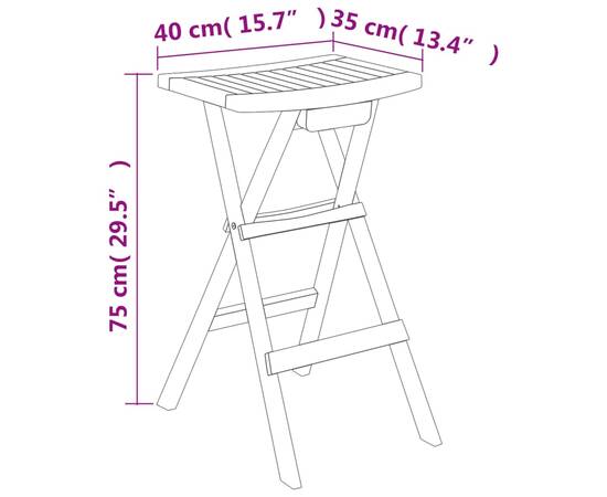 Set mobilier de bar pliabil, 5 piese, lemn masiv de tec, 8 image