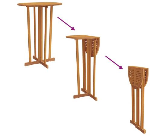 Set mobilier de bar pliabil, 5 piese, lemn masiv de tec, 7 image