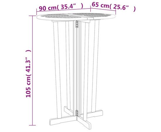 Set mobilier de bar pliabil, 5 piese, lemn masiv de tec, 9 image