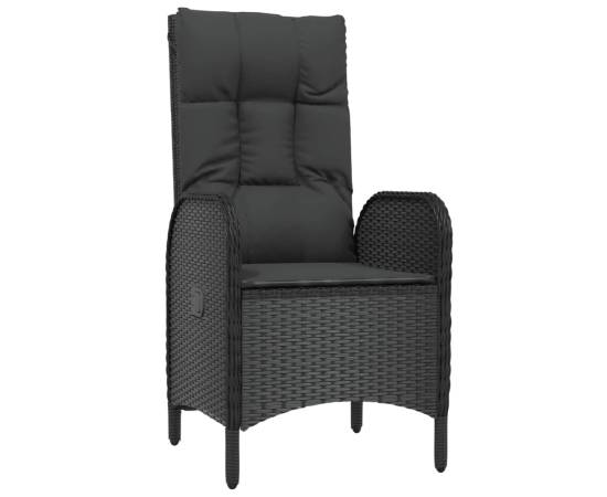 Set mobilier de grădină cu perne, 7 piese, negru, poliratan, 5 image