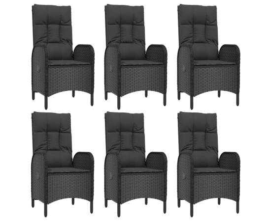 Set mobilier de grădină cu perne, 7 piese, negru, poliratan, 4 image