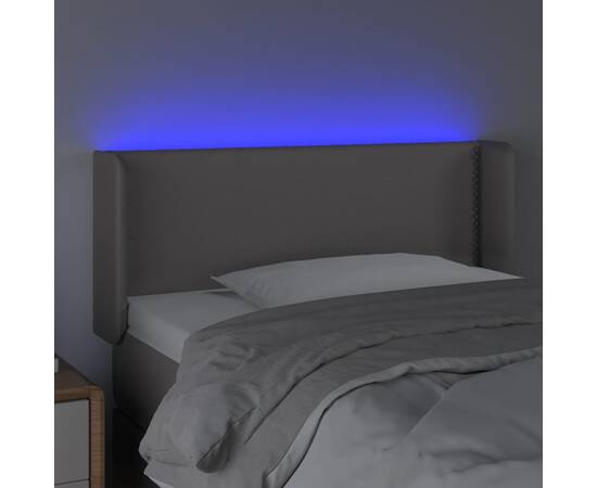 Tăblie de pat cu led, gri, 93x16x78/88 cm, piele ecologică, 4 image
