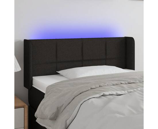 Tăblie de pat cu led, negru, 103x16x78/88 cm, textil