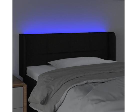 Tăblie de pat cu led, negru, 103x16x78/88 cm, textil, 4 image