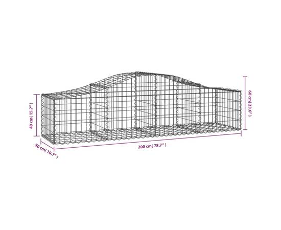 Coșuri gabion arcuite 10 buc, 200x50x40/60 cm, fier galvanizat, 6 image