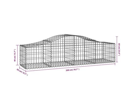 Coșuri gabion arcuite 11 buc, 200x50x40/60 cm, fier galvanizat, 6 image