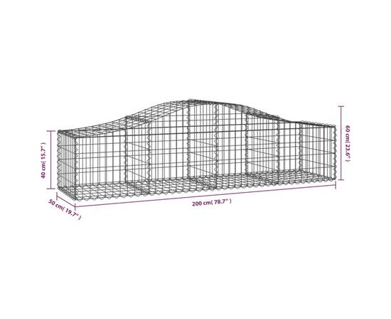 Coșuri gabion arcuite 6 buc, 200x50x40/60 cm, fier galvanizat, 6 image