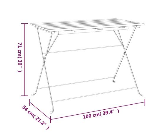 Masă bistro pliabilă 100x54x71 cm, lemn masiv de acacia & oțel, 7 image