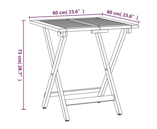 Set bistro pliabil cu perne, 3 piese, lemn masiv de acacia, 9 image