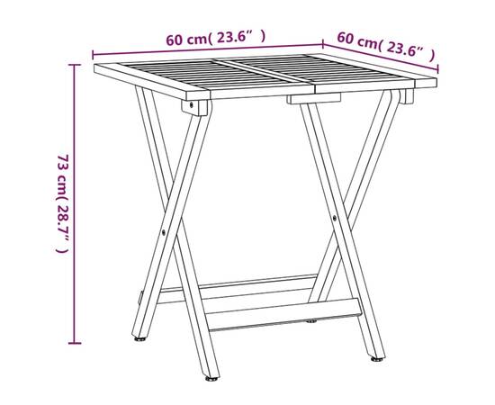 Set de bistro pliabil, 3 piese, lemn masiv de acacia, 9 image