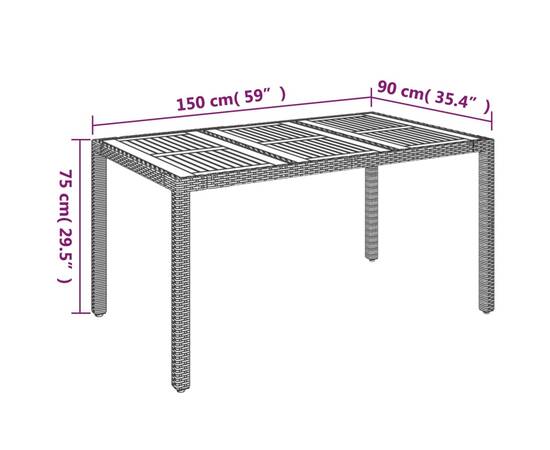 Set mobilier de grădină cu perne, 5 piese, gri, poliratan, 11 image