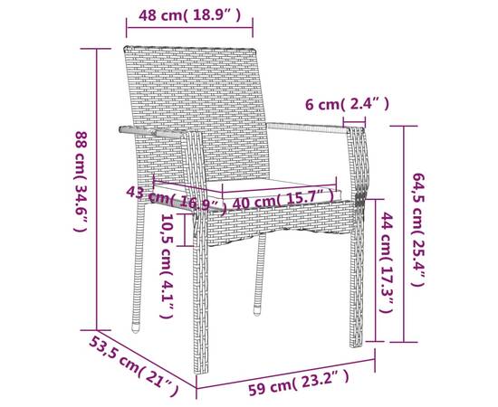 Set mobilier de grădină cu perne, 5 piese, gri, poliratan, 10 image