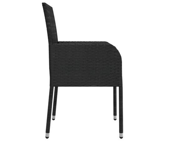 Set mobilier de grădină cu perne, 5 piese, negru, poliratan, 6 image