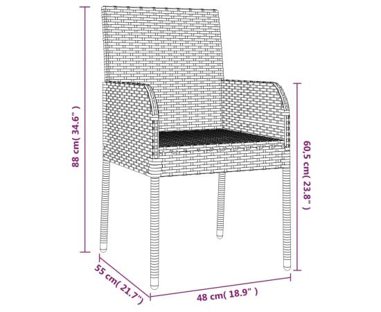 Set mobilier de grădină cu perne, 7 piese, negru, poliratan, 10 image