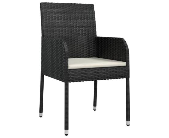 Set mobilier de grădină cu perne, 9 piese, negru, poliratan, 5 image