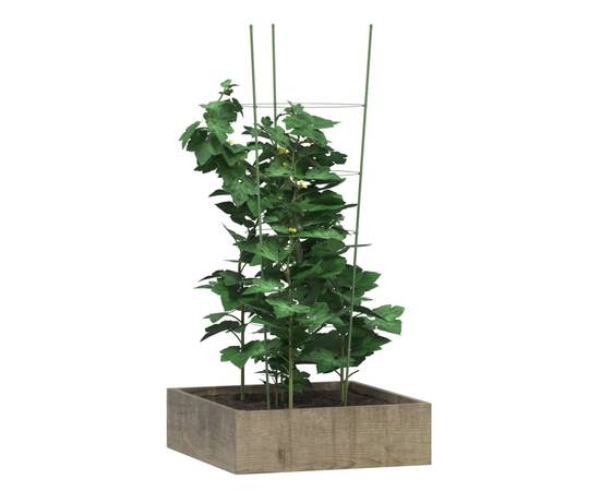 Suport plante de grădină cu 4 inele, 5 buc, verde, 45 cm, oțel, 3 image