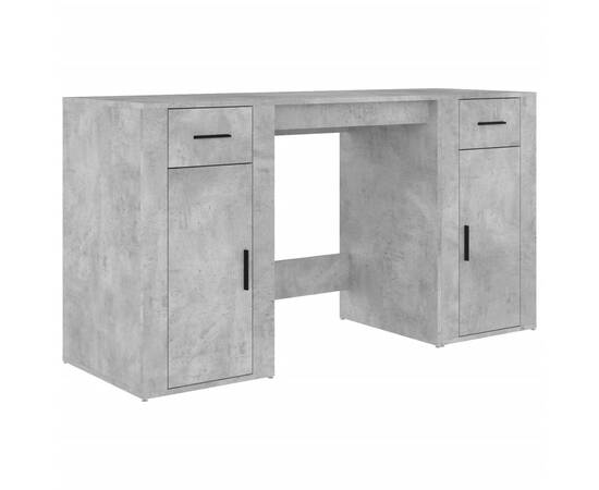 Birou cu dulap, gri beton, lemn prelucrat, 2 image