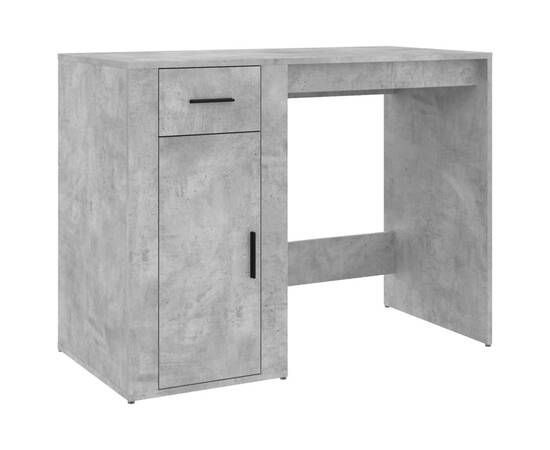 Birou cu dulap, gri beton, lemn prelucrat, 5 image