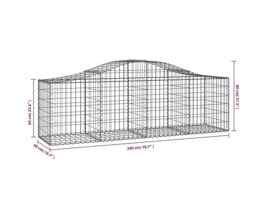 Coșuri gabion arcuite 5 buc, 200x50x60/80 cm, fier galvanizat, 6 image