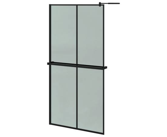 Paravan duș walk-in cu raft negru 100x195cm sticlă esg/aluminiu, 2 image