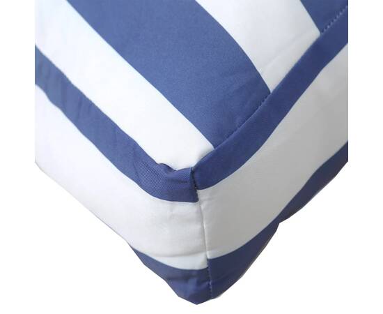 Perne canapea paleți, 2 buc, țesătură cu dungi albastre și albe, 6 image