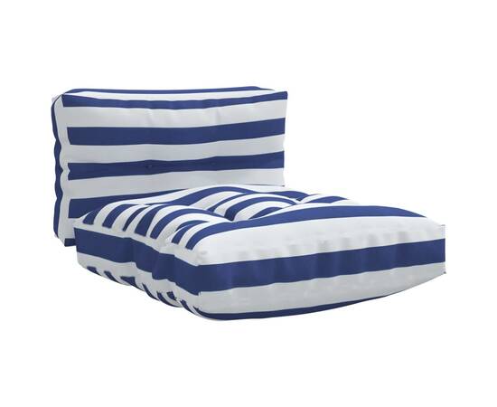 Perne canapea paleți, 2 buc, țesătură cu dungi albastre și albe, 2 image