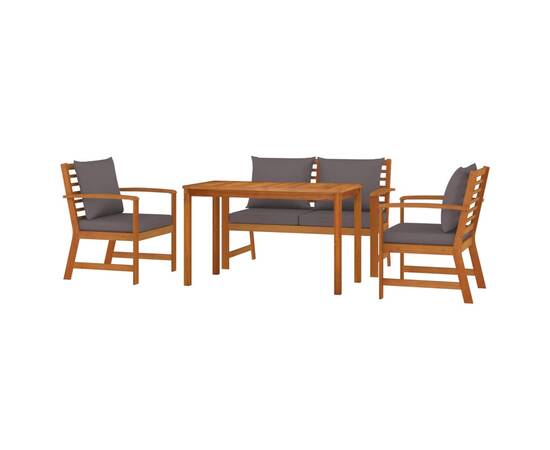 Set mobilier de grădină cu perne, 4 piese, lemn masiv de acacia, 3 image