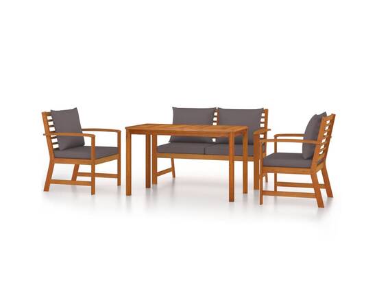 Set mobilier de grădină cu perne, 4 piese, lemn masiv de acacia, 2 image