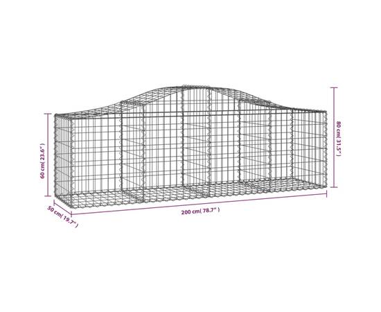 Coșuri gabion arcuite 11 buc, 200x50x60/80 cm, fier galvanizat, 6 image