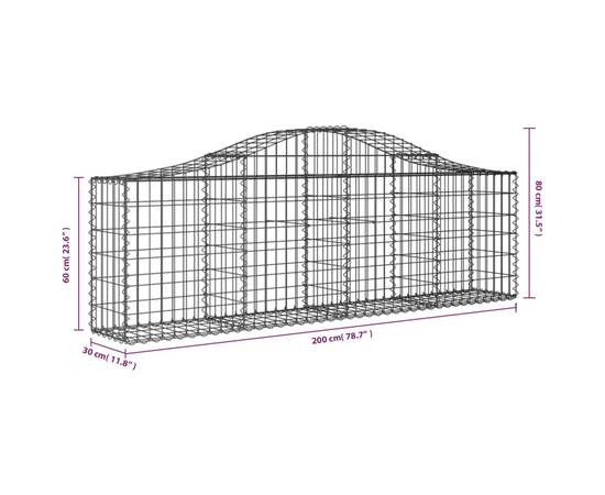 Coșuri gabion arcuite 18 buc, 200x30x60/80 cm, fier galvanizat, 6 image