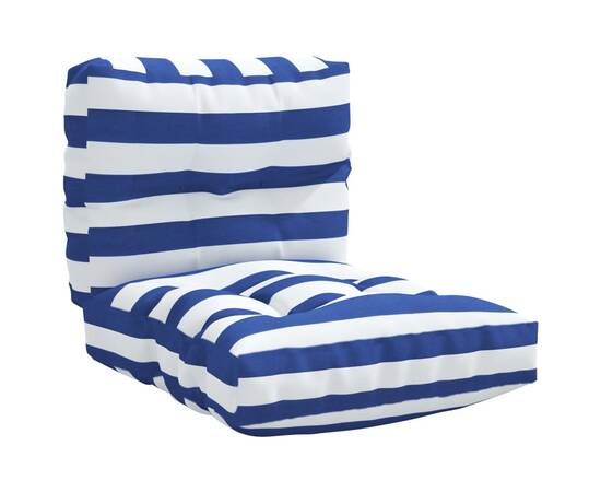 Perne canapea paleți, 2 buc, țesătură cu dungi albastre și albe, 2 image