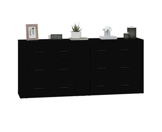 Servante, 2 piese, negru, lemn prelucrat, 4 image
