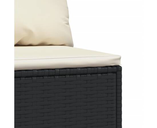 Canapea de mijloc cu pernă de grădină, negru, poliratan, 5 image