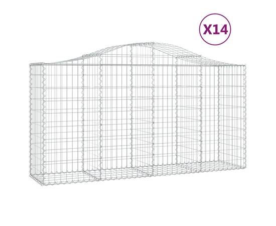 Coșuri gabion arcuite 14 buc, 200x50x100/120cm, fier galvanizat, 2 image