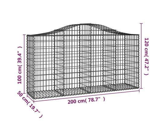 Coșuri gabion arcuite 14 buc, 200x50x100/120cm, fier galvanizat, 6 image