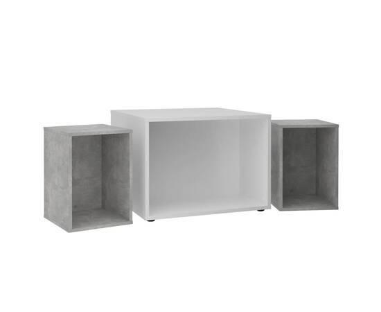Fmd măsuță de cafea cu 2 mese laterale, alb și beton, 67,5x67,5x50 cm, 2 image