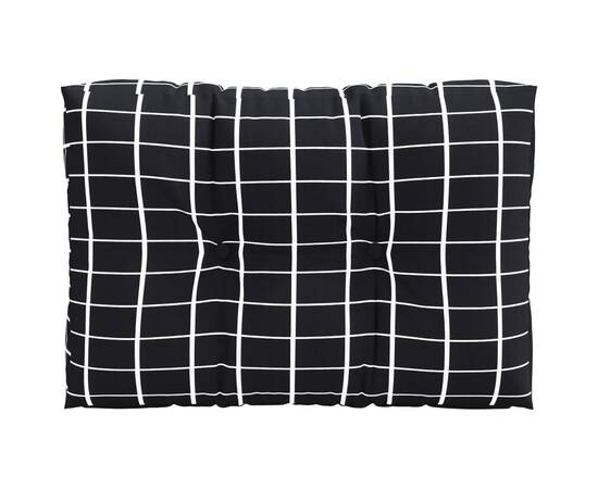 Perne canapea din paleți, 2 buc., negru, model carouri, textil, 3 image