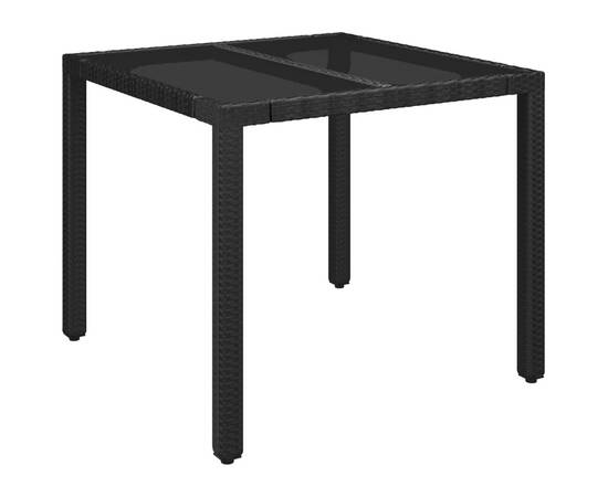 Set mobilier de grădină cu perne, 3 piese, negru, poliratan, 8 image