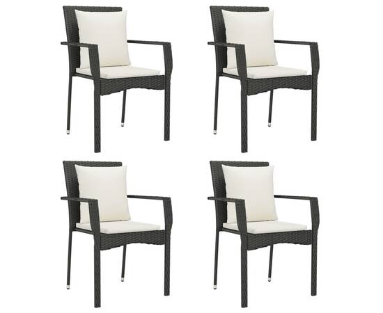 Set mobilier de grădină cu perne, 5 piese, negru, poliratan, 4 image