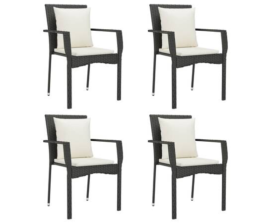 Set mobilier de grădină cu perne, 5 piese, negru, poliratan, 4 image