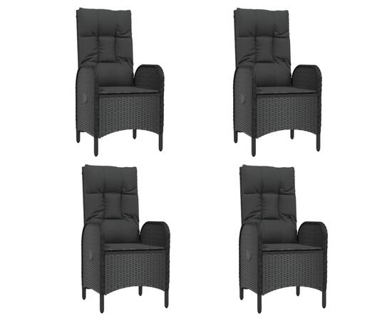 Set mobilier de grădină cu perne, 5 piese, negru, poliratan, 4 image