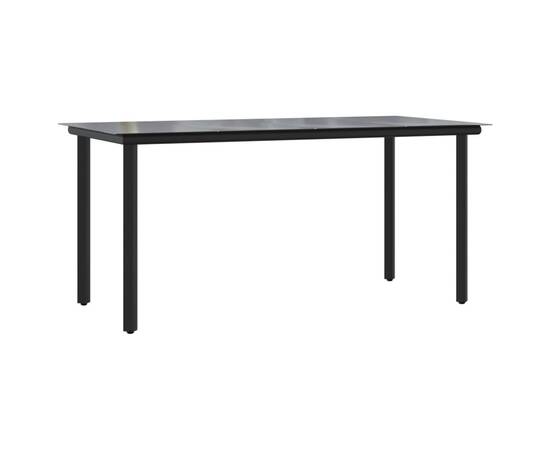 Set mobilier de grădină cu perne, 5 piese, negru, poliratan, 6 image