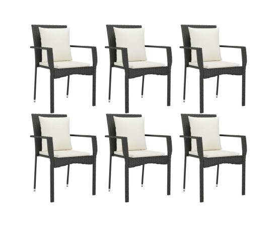 Set mobilier de grădină cu perne, 7 piese, negru, poliratan, 4 image