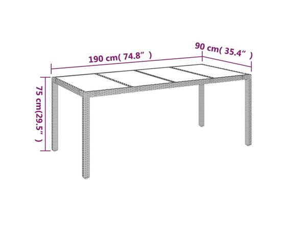 Set mobilier de grădină cu perne, 7 piese, negru/gri, poliratan, 11 image