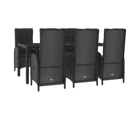 Set mobilier de grădină cu perne, 7 piese, negru/gri, poliratan, 3 image